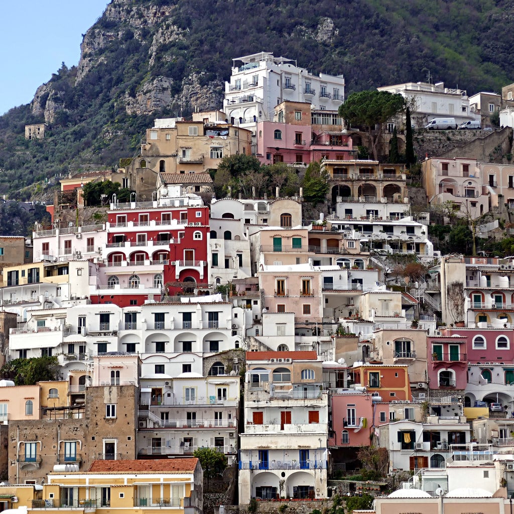 Hotels and streets in Positano, Amalfi